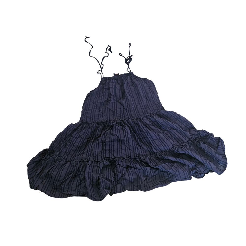 Vineyard Vines Mini Dress Women’s Medium Blue Striped Tiered Ruffle Halter Short